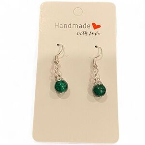 Green Beaded Dangle Earrings